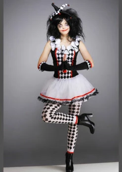 Teen Size Halloween Gothic Harlequin Honey Costume -PartyPersona Store harlequin honey clown costume 997502 02
