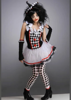 Teen Size Halloween Gothic Harlequin Honey Costume -PartyPersona Store harlequin honey clown costume 997502 03