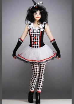 Teen Size Halloween Gothic Harlequin Honey Costume -PartyPersona Store harlequin honey clown costume 997502 04
