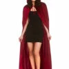 Halloween Gothic Burgundy Velvet Hooded Cape -PartyPersona Store hf 5141 rs
