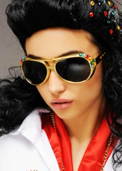 1950s Gold Rock N Roll Sunglasses With Jewels 7 1950s Gold Rock N Roll Sunglasses With Jewels -PartyPersona Store jewel elvis sunglasses 02
