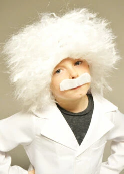 Kids Einstein Style Mad Scientist White Wig And Moustache -PartyPersona Store kids einstein wig and moustache 01