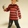 Childrens Size Red And Black Striped Freddy Costume -PartyPersona Store kids freddie krueger striped top