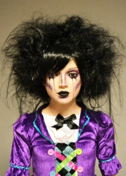 Childrens Gothic Black Mad Hatter Backcombed Wig