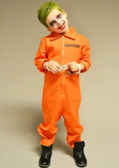 Childrens The Joker Style Orange Convict Costume -PartyPersona Store kids orange convict joker costume 02