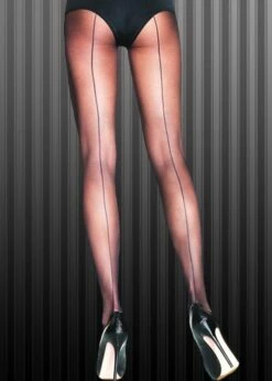 Flapper Girl 1920s Black Sheer Seamed Tights