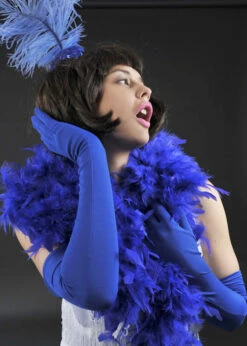 Ladies 1920s Flapper Girl Long Royal Blue Gloves