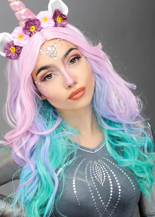 Womens Pastel Rainbow Unicorn Wig 3 Womens Pastel Rainbow Unicorn Wig