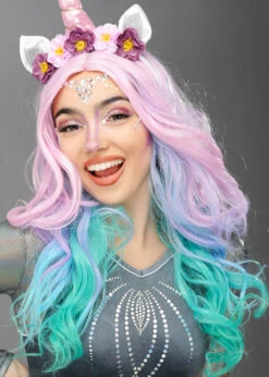 Womens Pastel Rainbow Unicorn Wig 7 Womens Pastel Rainbow Unicorn Wig -PartyPersona Store ladies pastel unicorn wig 02