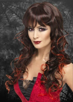 Ladies Gothic Red Curly Vixen Wig