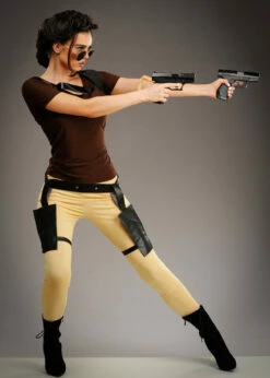 Womens Long Lara Croft Style Adventurer Costume -PartyPersona Store lara croft costume 86580 02