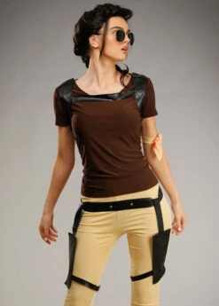 Womens Long Lara Croft Style Adventurer Costume -PartyPersona Store lara croft costume 86580 03