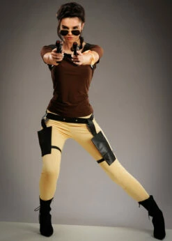 Womens Long Lara Croft Style Adventurer Costume -PartyPersona Store lara croft costume 86580 04