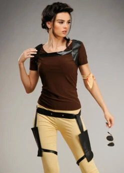 Womens Long Lara Croft Style Adventurer Costume -PartyPersona Store lara croft costume 86580 05