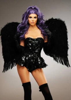 Deluxe Large Black Feather Fallen Angel Wings