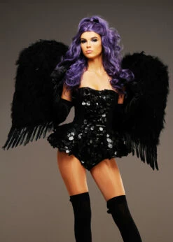 Deluxe Large Black Feather Fallen Angel Wings -PartyPersona Store large black feather angel wings AC 9717 02