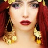 Womens Fortune Teller Gypsy Gold Coin Earrings -PartyPersona Store large gold coin gypsy earrings