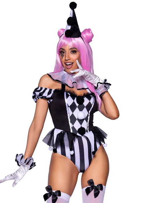 Leg Avenue Black And White French Clown Costume 3 Leg Avenue Black And White French Clown Costume