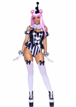 Leg Avenue Black And White French Clown Costume 10 Leg Avenue Black And White French Clown Costume -PartyPersona Store leg avenue french clown costume 87102 03