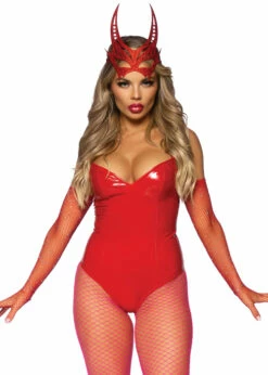 Womens Leg Avenue Red Vinyl Boned Bodysuit Costume -PartyPersona Store leg avenue red pvc bodysuit 2780 05
