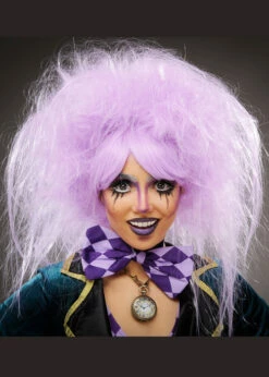 Womens Wonderland Mad Hatter Backcombed Lilac Wig