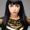 Womens Long Black Cleopatra Style Wig -PartyPersona Store long black cleopatra wig 42153