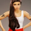 Womens Long Brown Sporty Spice Style Wig -PartyPersona Store long sporty spice wig