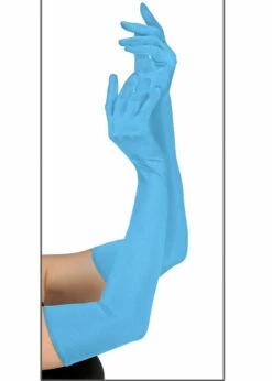 Womens Long Turquoise Blue Flapper Girl Evening Gloves
