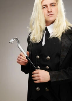 Lucius Malfoy Style Silver Top Snake Cane -PartyPersona Store lucius malfoy silver snake cane 02