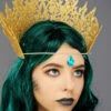 Womens Gold Glitter Mermaid Crown With Jewel 2 Womens Gold Glitter Mermaid Crown With Jewel -PartyPersona Store mermiad jewel crown