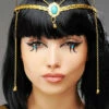 Cleopatra Style Gold Crown Headpiece With Jewel