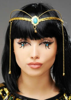 Cleopatra Style Gold Crown Headpiece With Jewel