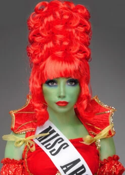 Beetlejuice Style Deluxe Miss Argentina Red Beehive Wig