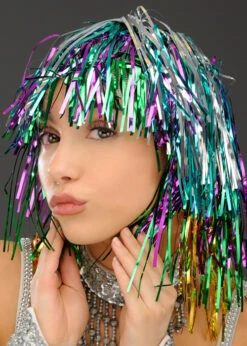 Multi-Coloured Tinsel Wig