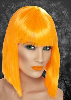 Ladies Orange Gothic Blunt Bob Wig