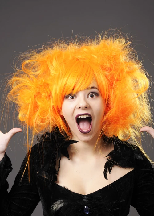 Womens Halloween Backcombed Neon Orange Zombie Wig 3 Womens Halloween Backcombed Neon Orange Zombie Wig
