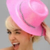 Neon Pink Glitter Cowboy Hat -PartyPersona Store neon pink glitter cowboy hat