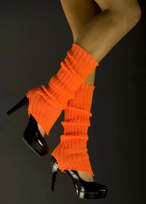 Flourescent Neon Orange Legwarmers 3 Flourescent Neon Orange Legwarmers