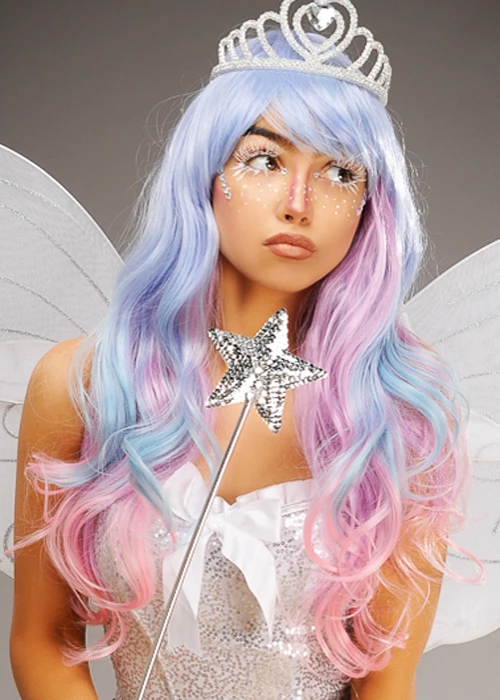 Womens Deluxe Pastel Rainbow Fairy Princess Wig 4 Womens Deluxe Pastel Rainbow Fairy Princess Wig - Image 2