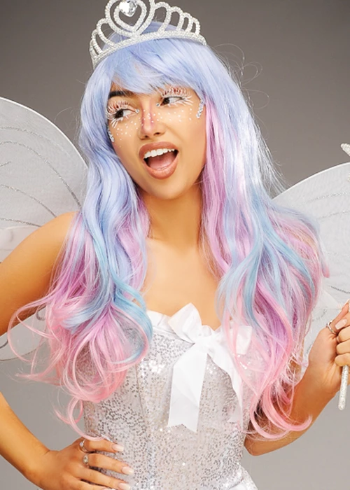 Womens Deluxe Pastel Rainbow Fairy Princess Wig 5 Womens Deluxe Pastel Rainbow Fairy Princess Wig - Image 3