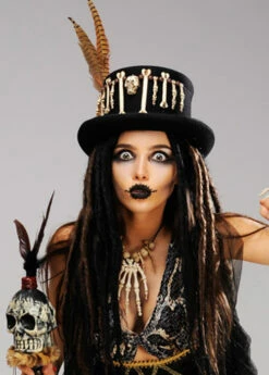 Adult Voodoo Witch Doctor Top Hat With Brown Feather 6 Adult Voodoo Witch Doctor Top Hat With Brown Feather -PartyPersona Store pheasant feather top hat 01