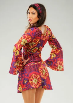 Womens 1970s Psychadelic Pink Hippy Girl Costume -PartyPersona Store pink 60s hippy costume 83048 04