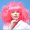 Womens Backcombed Neon Pink Princess Wig -PartyPersona Store pink candy floss backcombed wig edited