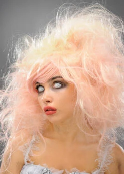 Womens Blonde And Pink Zombie Beauty Queen Wig -PartyPersona Store pink candy womens zombie wig 02