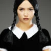 Wednesday Addams Style Gothic Black Plaited Wig -PartyPersona Store plaited wednesday addams wig