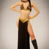 Womens Princess Leia Style Gold Bikini Costume -PartyPersona Store princess leia gold bikini costume