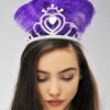 Purple Feather Showgirl Tiara Headdress 1 Purple Feather Showgirl Tiara Headdress -PartyPersona Store purple feather showgirl tiara