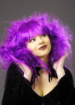 Womens Halloween Purple Backcombed Zombie Wig