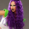 Womens Purple Space Girl Bun Alien Wig -PartyPersona Store purple space girl bun wig
