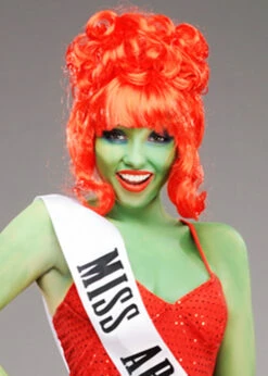 Womens Beetlejuice Style Miss Argentina Red Wig -PartyPersona Store red beetlejuice miss argentina wig 02